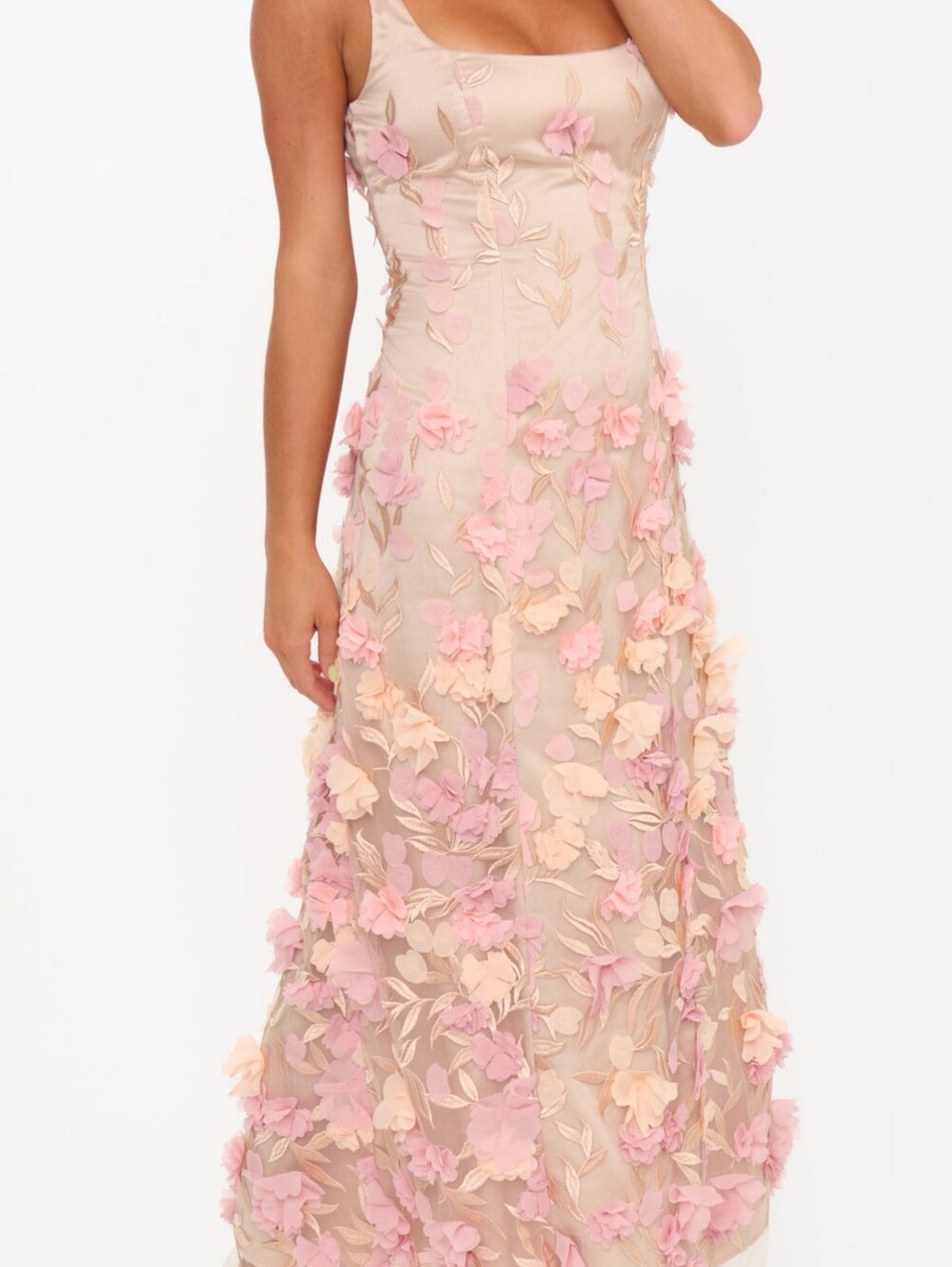 NWOT Show Me Your Mumu Stephanie Dress in Champagne 3D Floral - Picture 2 of 14